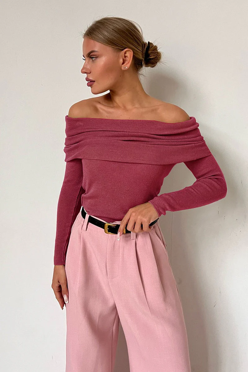 Slim Fit Off-Shoulder Knit Top - Image 12