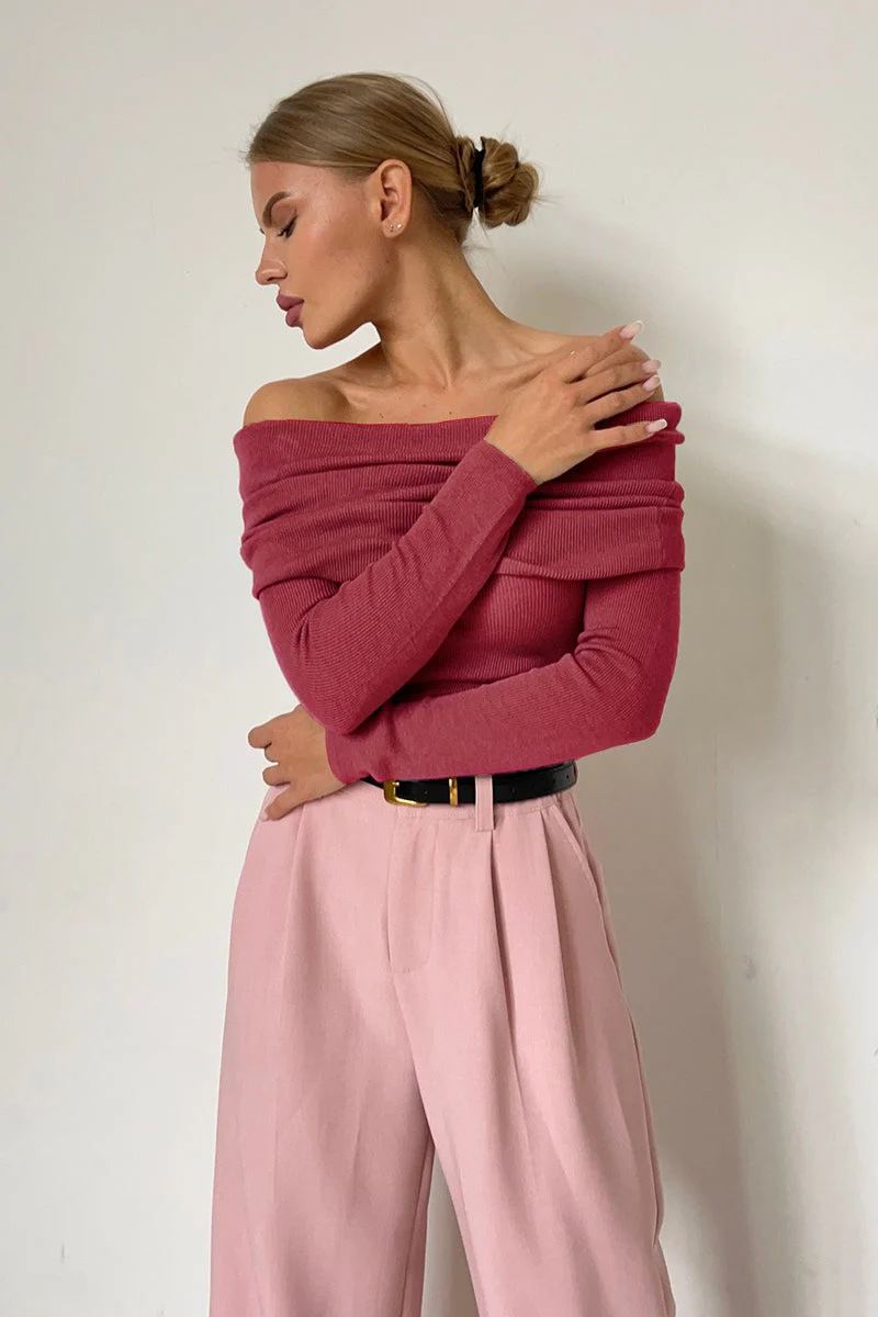 Slim Fit Off-Shoulder Knit Top - Image 13