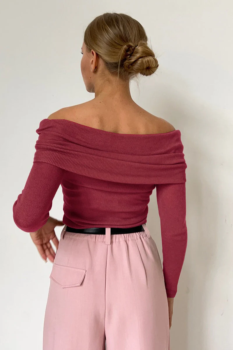 Slim Fit Off-Shoulder Knit Top - Image 14