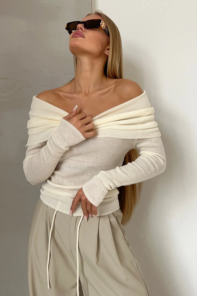 Slim Fit Off-Shoulder Knit Top - Image 18