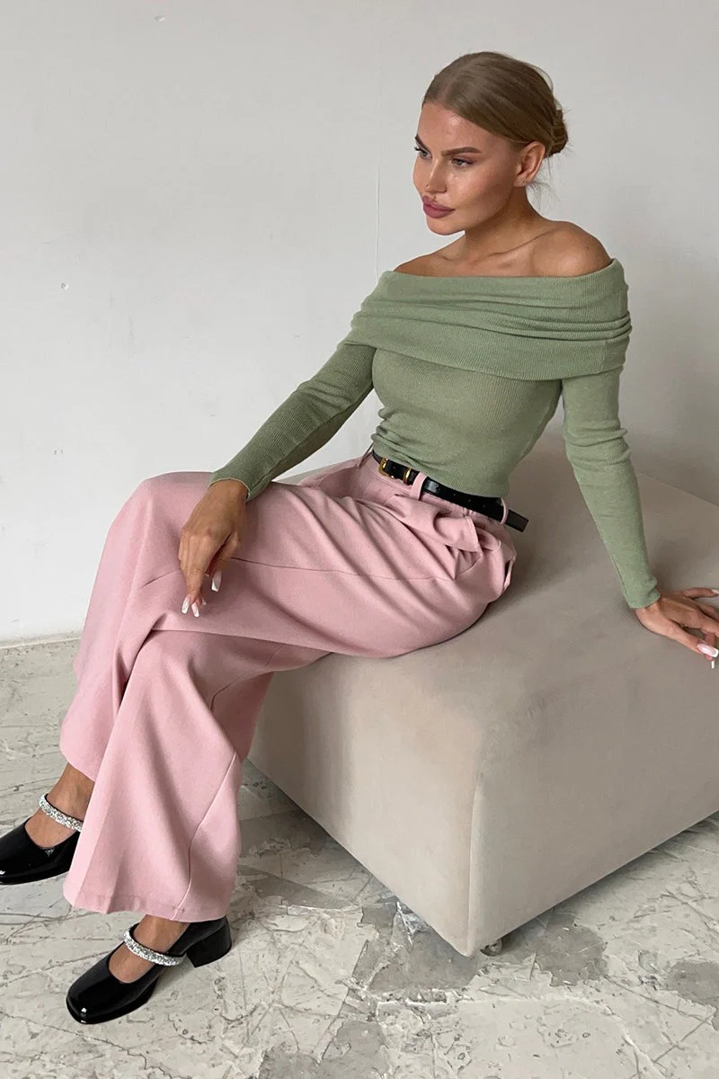 Slim Fit Off-Shoulder Knit Top - Image 2