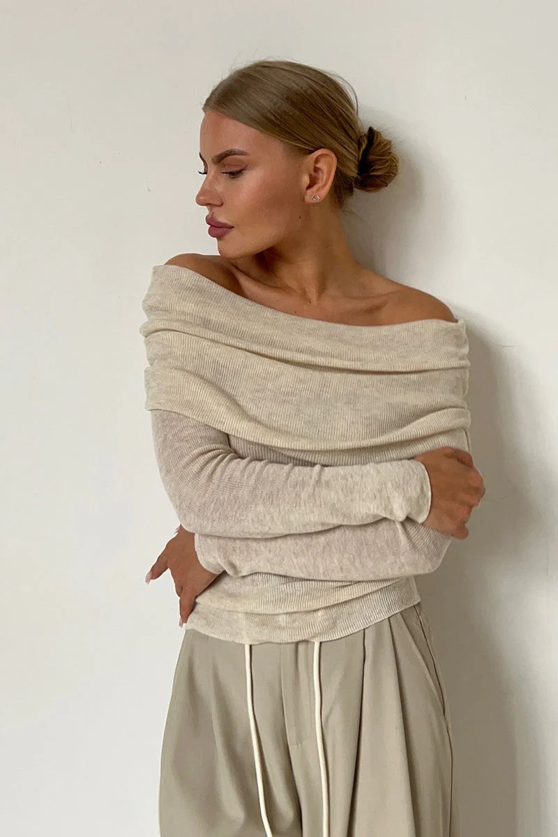 Slim Fit Off-Shoulder Knit Top - Image 5