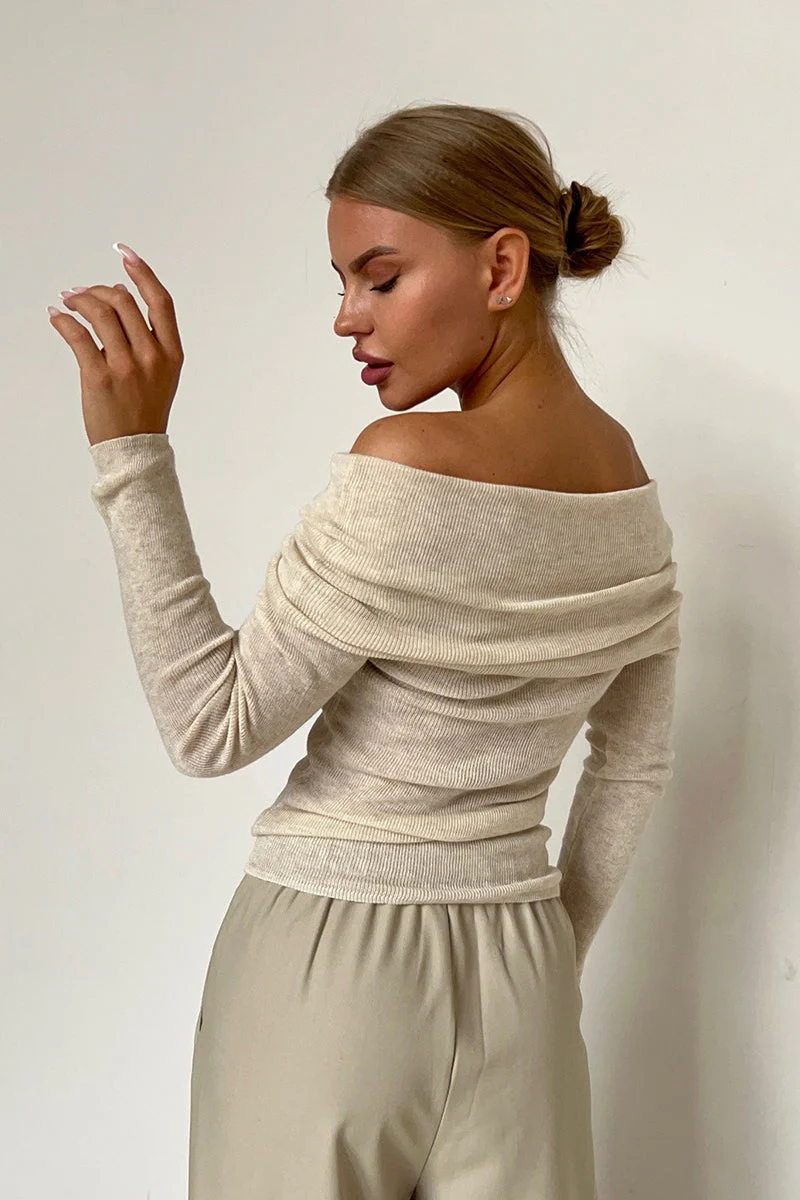 Slim Fit Off-Shoulder Knit Top - Image 6