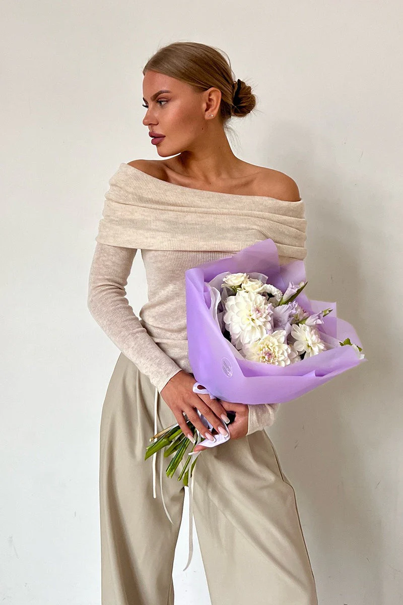 Slim Fit Off-Shoulder Knit Top - Image 9