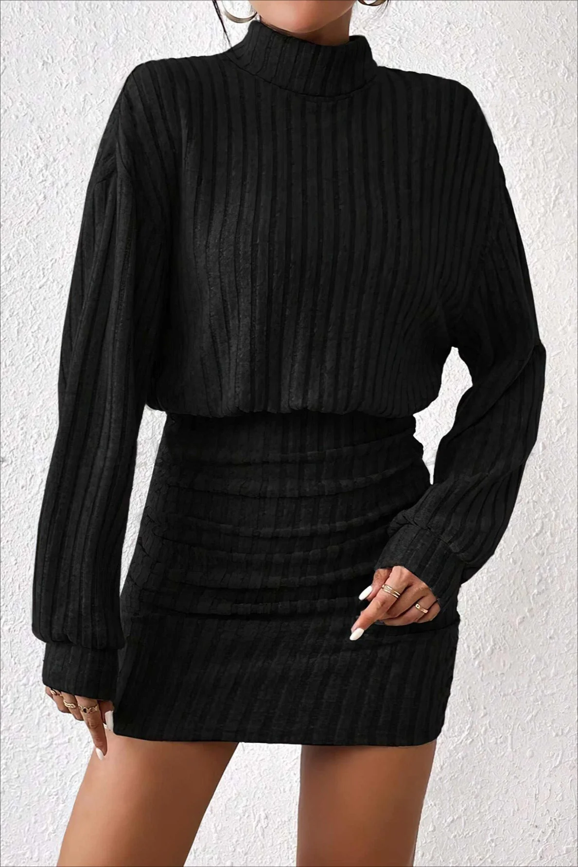Slim Fit Ribbed Knit Sweater Dress - Image 2