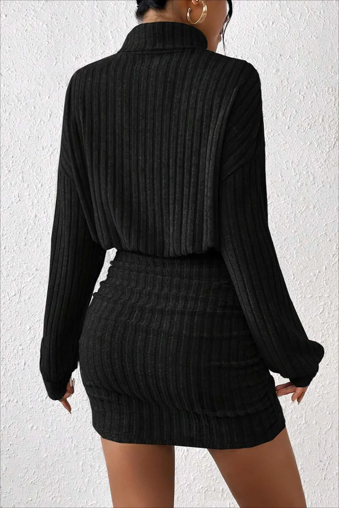 Slim Fit Ribbed Knit Sweater Dress - Image 3