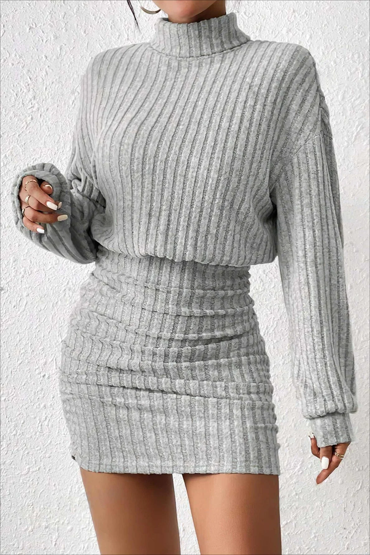 Slim Fit Ribbed Knit Sweater Dress - Image 5
