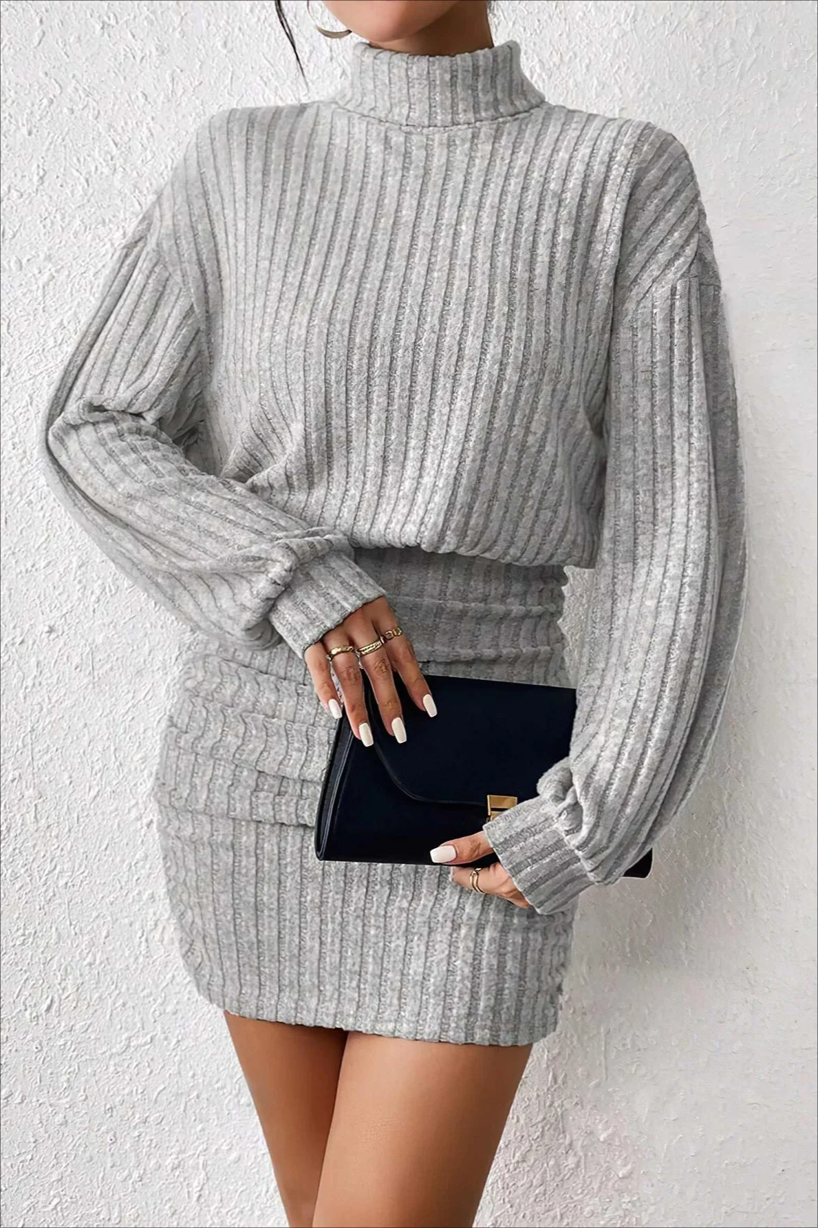 Slim Fit Ribbed Knit Sweater Dress - Image 6