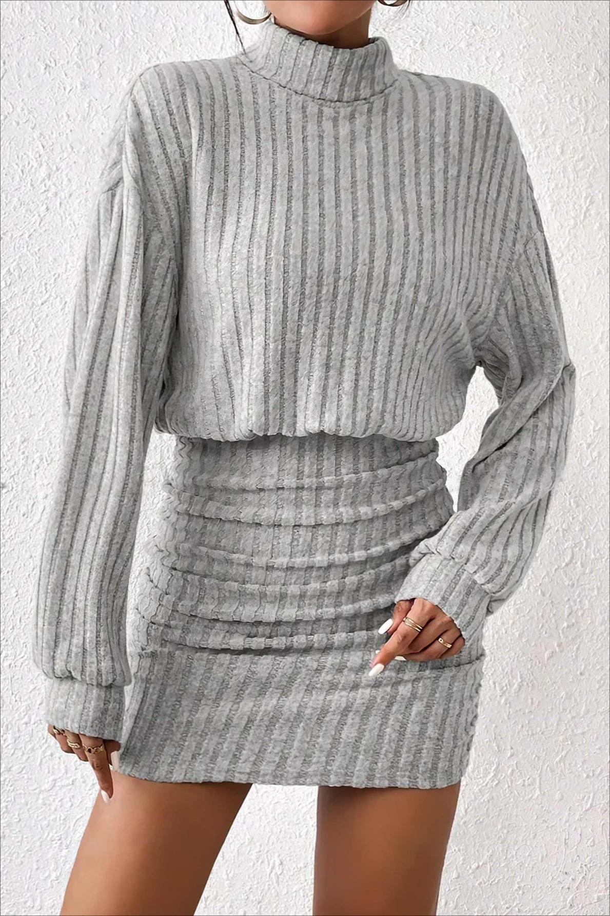 Slim Fit Ribbed Knit Sweater Dress - Image 7