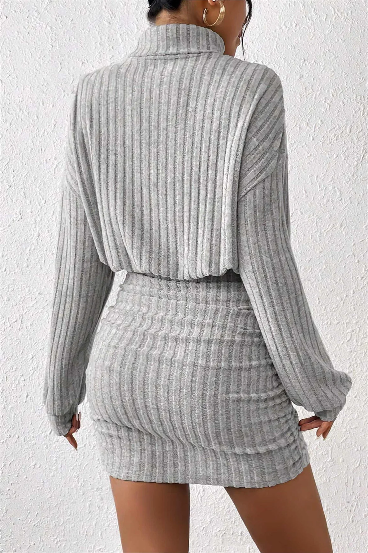 Slim Fit Ribbed Knit Sweater Dress - Image 8