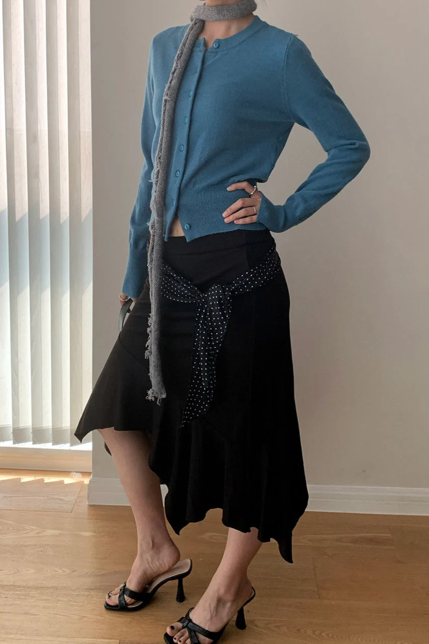 Slim-Fit Round-Neck Knit Cardigan - Image 2