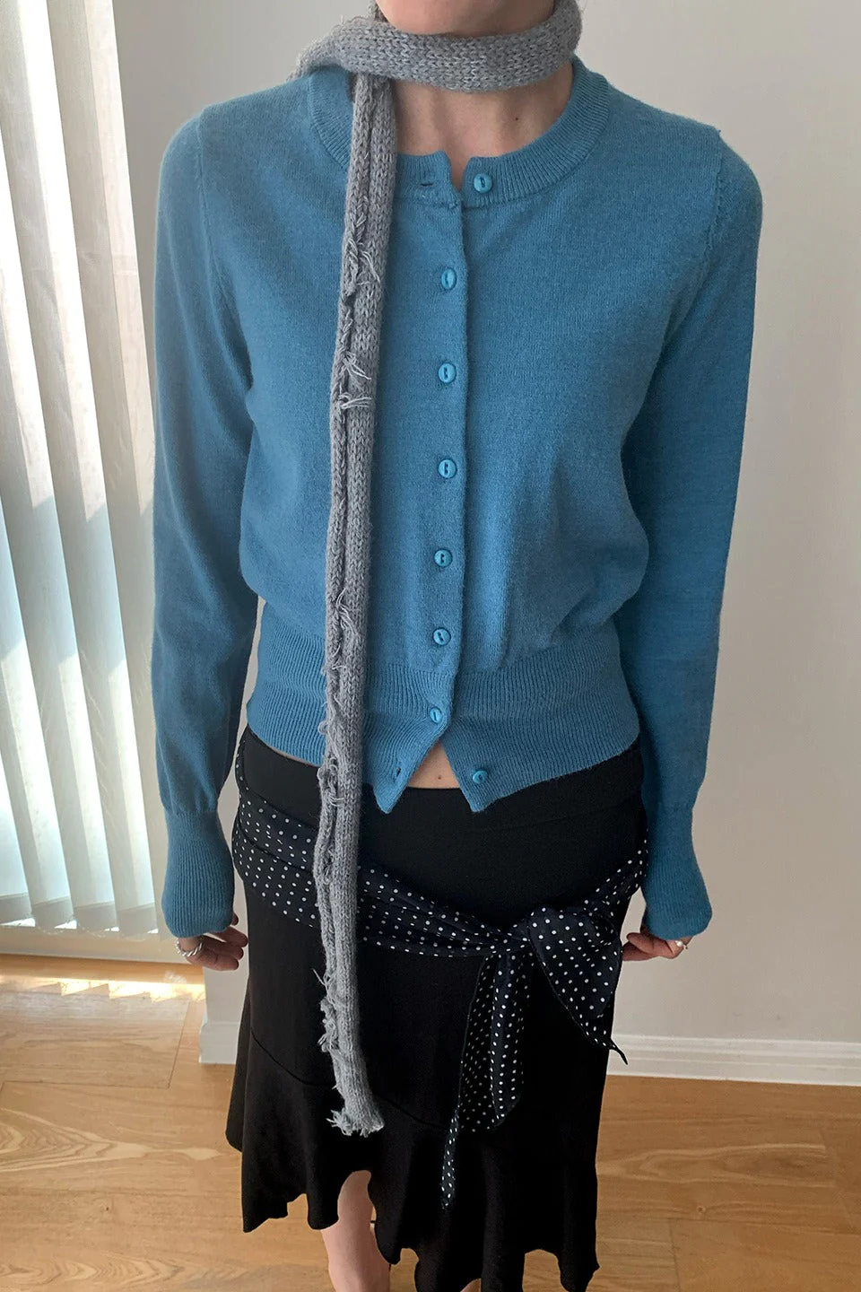 Slim-Fit Round-Neck Knit Cardigan - Image 4