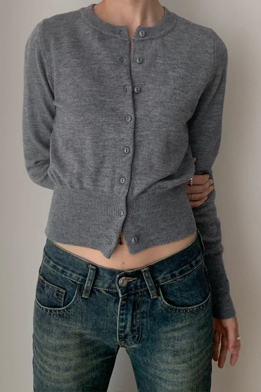 Slim-Fit Round-Neck Knit Cardigan - Image 5