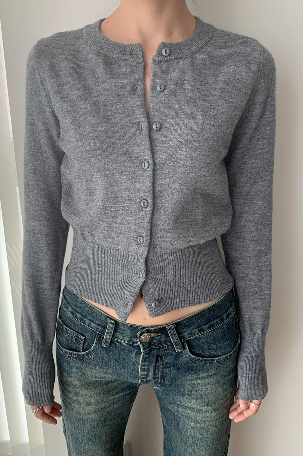 Slim-Fit Round-Neck Knit Cardigan - Image 8