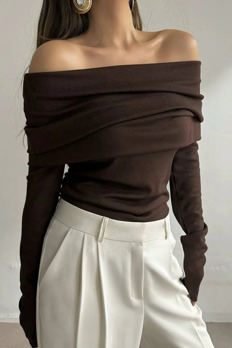 Slim Fit Slit Neck Long Sleeve Knit Top - Image 10