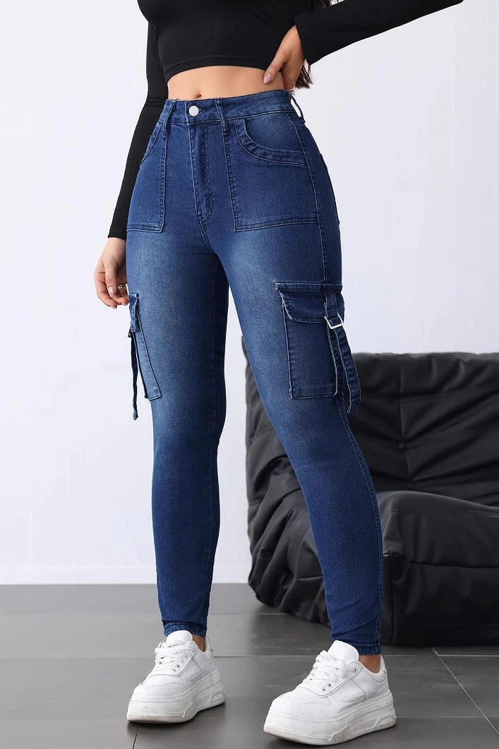 Slim Fit Stretch Flap Cargo Jeans - Image 2