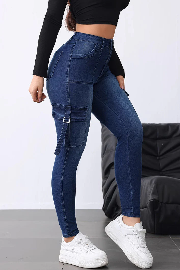 Slim Fit Stretch Flap Cargo Jeans - Image 3
