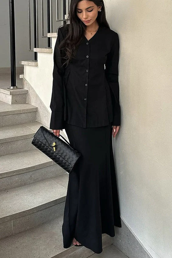 Slim Fit V Neck Blazer Two Piece Set - Image 5