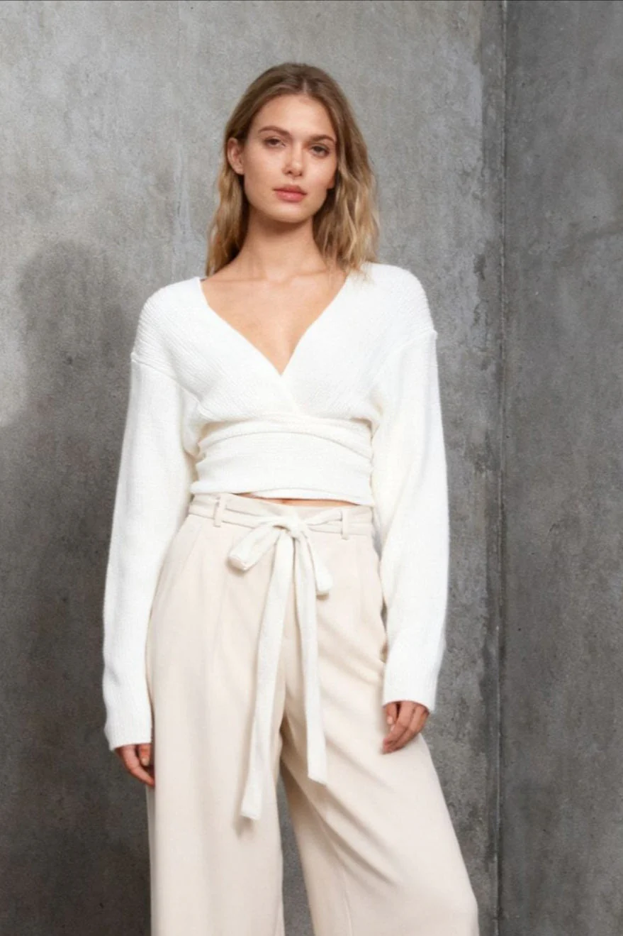 Slim Fit V-Neck Knit Top - Image 2