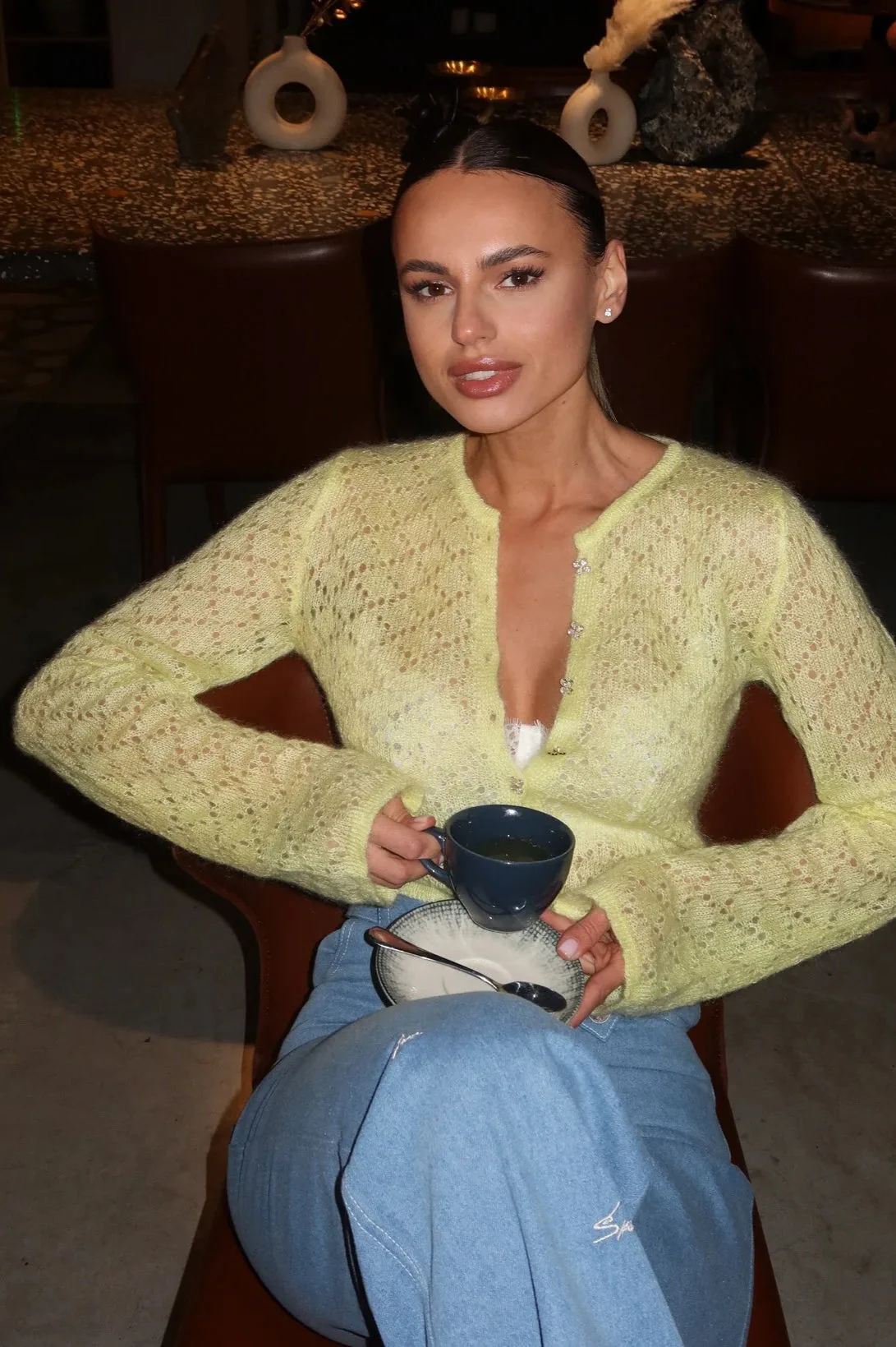 Slim Hollow Long Sleeve Single Breasted Cardigan - Image 8