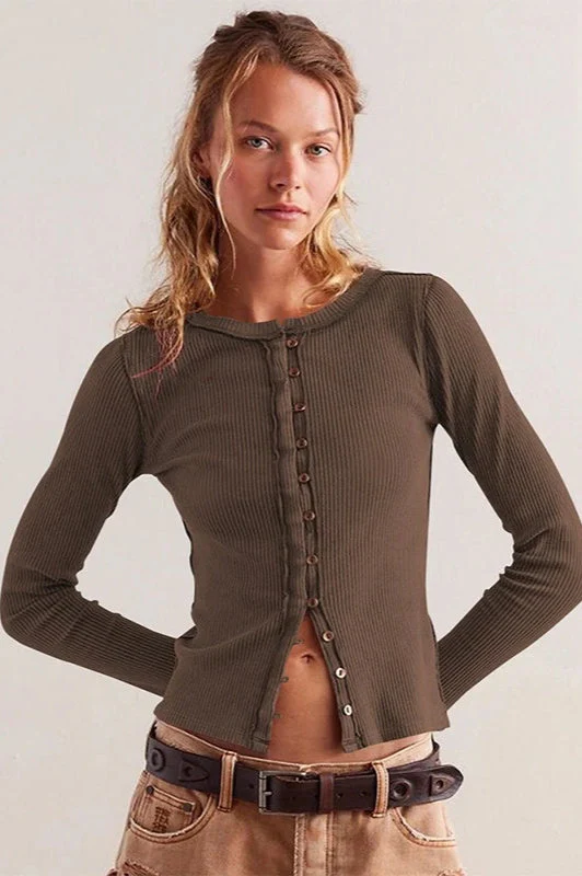 Slim Long Sleeve Ribbed Cardigan - Image 6