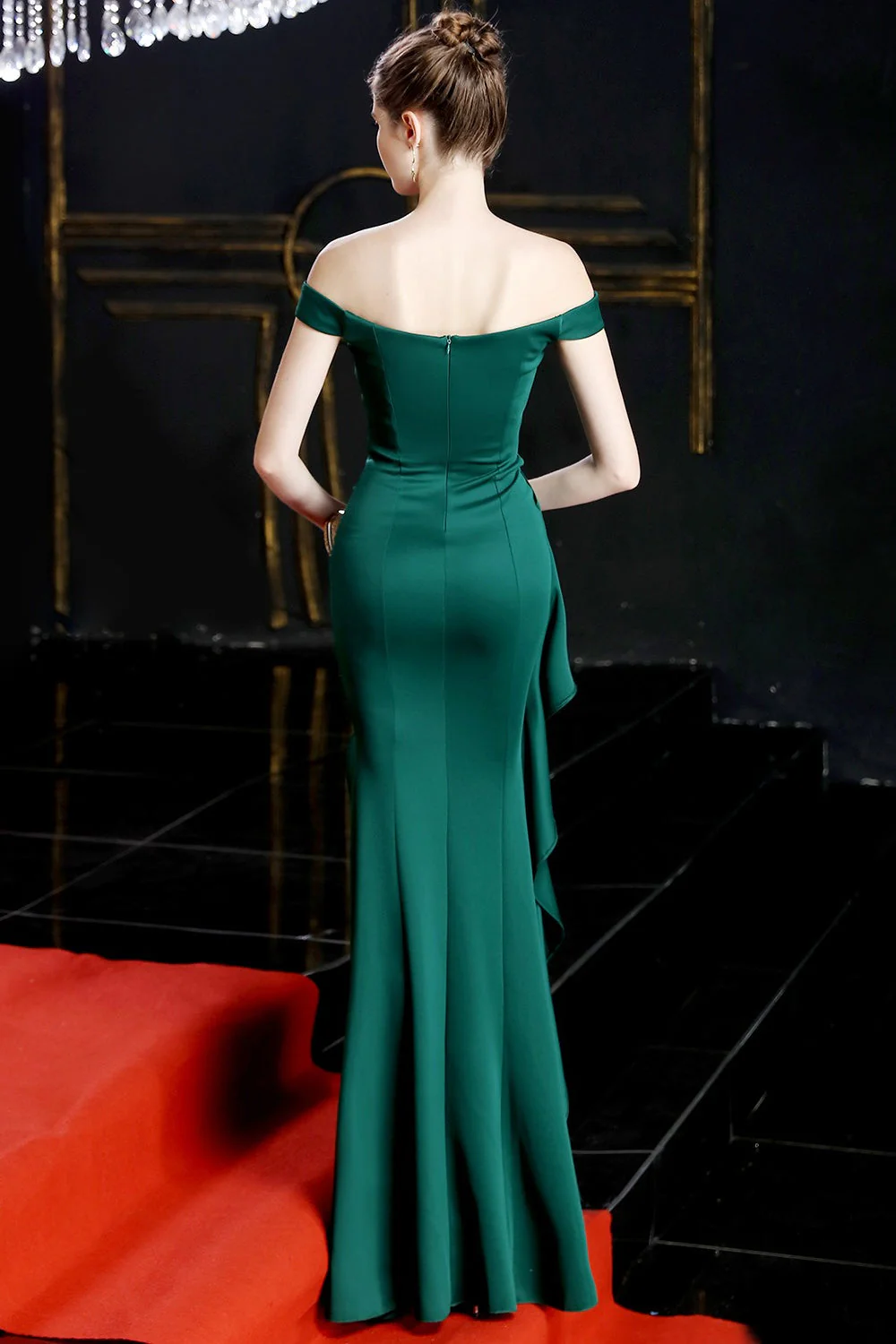Slit Off Shoulder Mermaid Maxi Party Dress - Image 4
