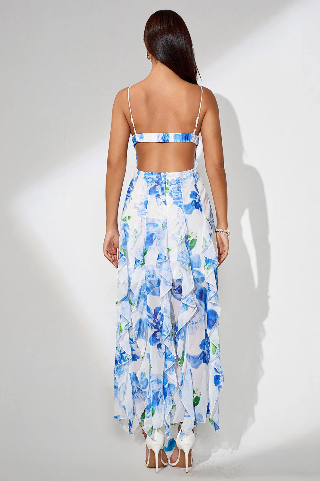 Slit Ruffled Floral Print Party Dress - Image 4