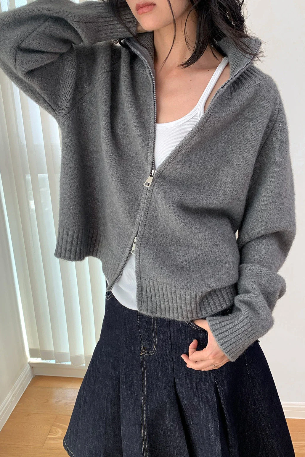 Soft Knit Zipper Cardigan - Image 12