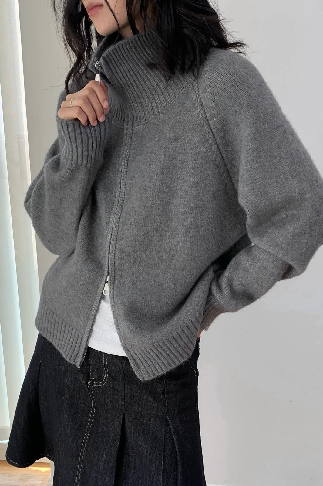 Soft Knit Zipper Cardigan - Image 14
