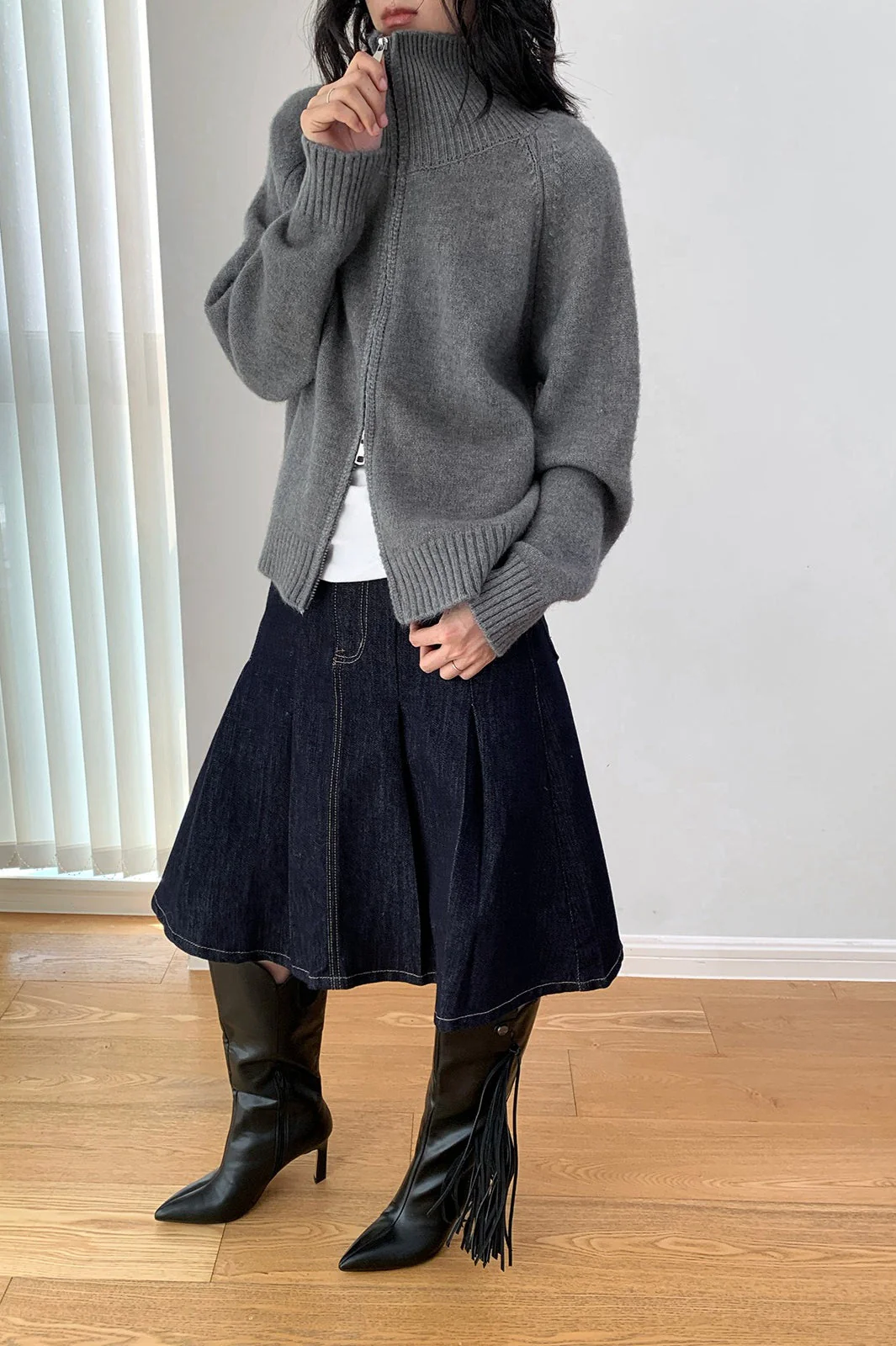Soft Knit Zipper Cardigan - Image 15