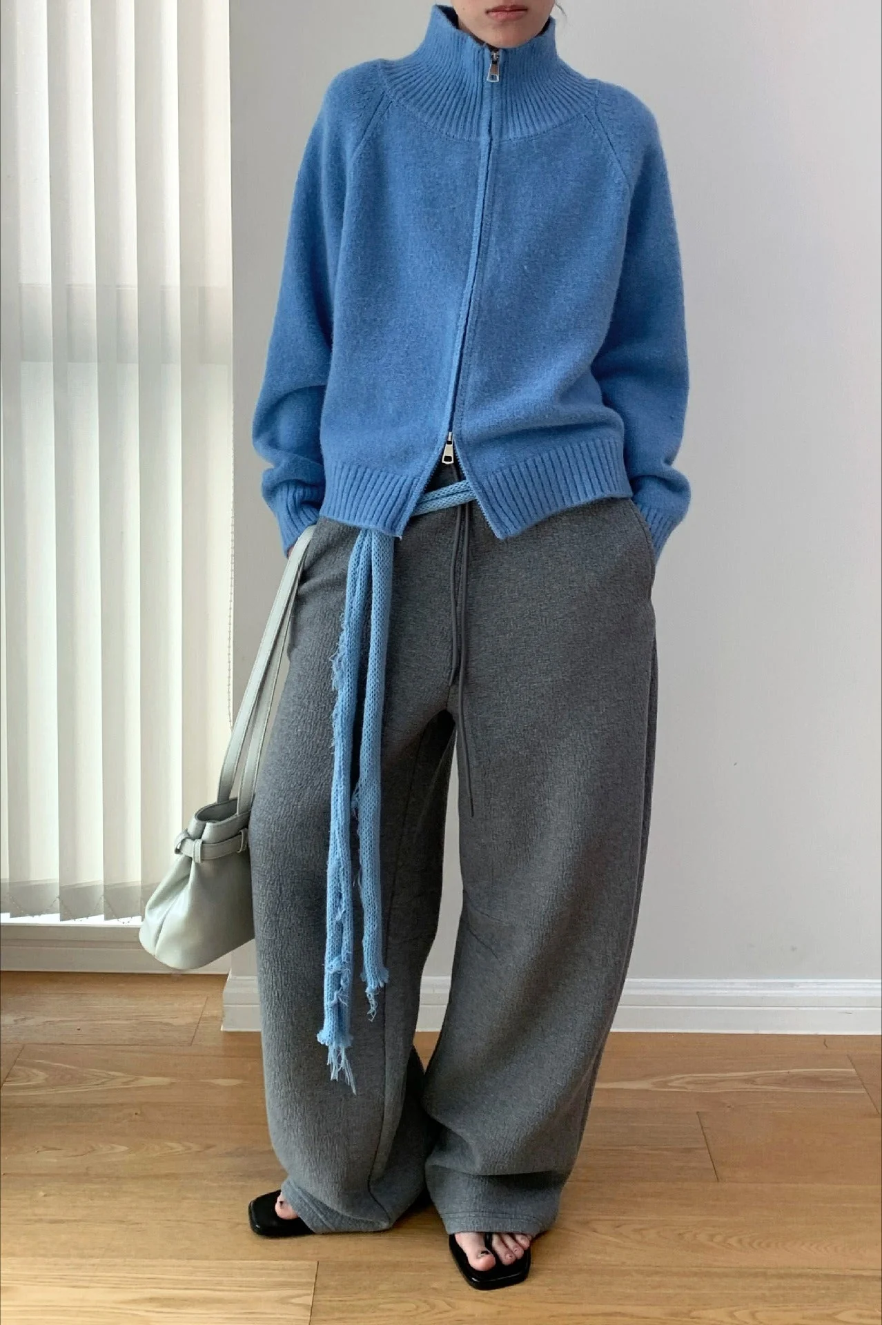 Soft Knit Zipper Cardigan - Image 2