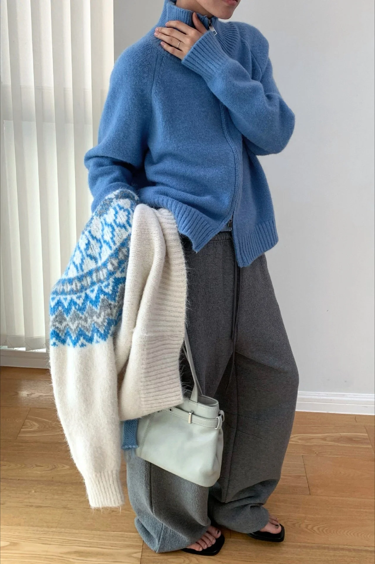 Soft Knit Zipper Cardigan - Image 4