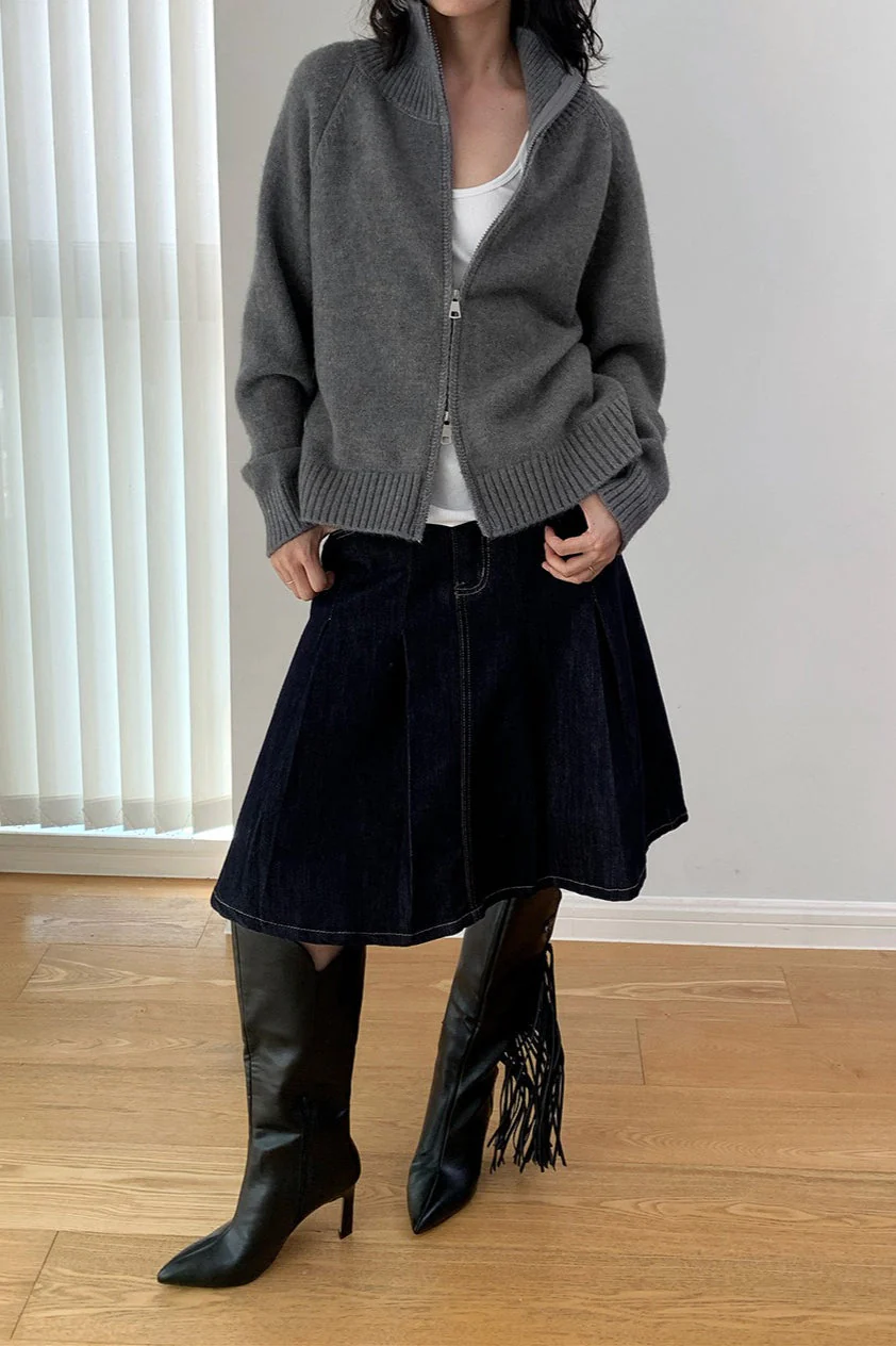 Soft Knit Zipper Cardigan - Image 9