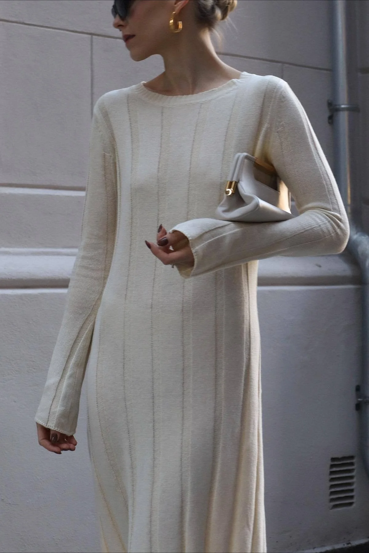 Solid A Line Maxi Sweater Dress - Image 3