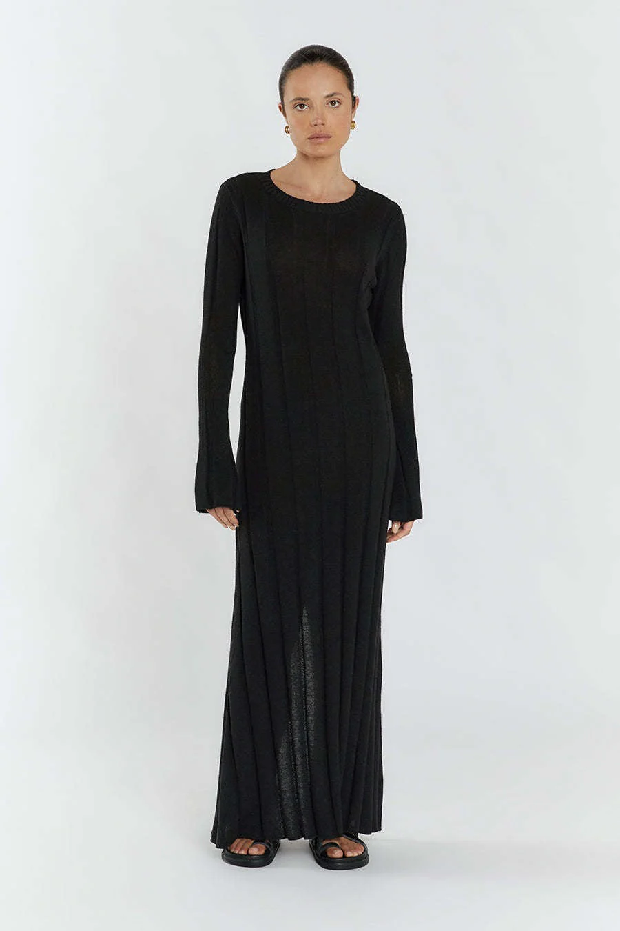 Solid A Line Maxi Sweater Dress - Image 5
