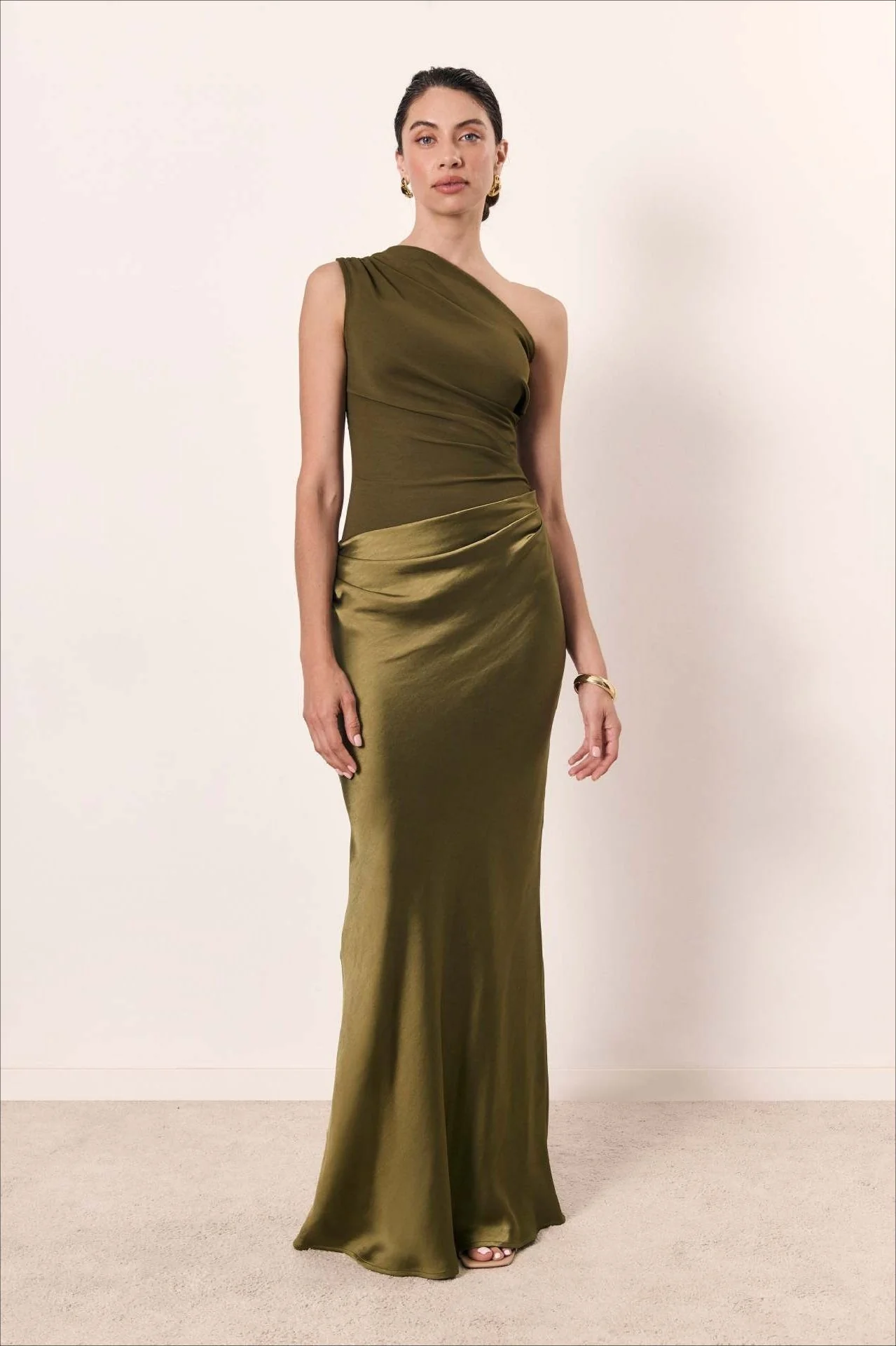 Solid Asymmetric Neckline Sleeveless Formal Dress - Image 10