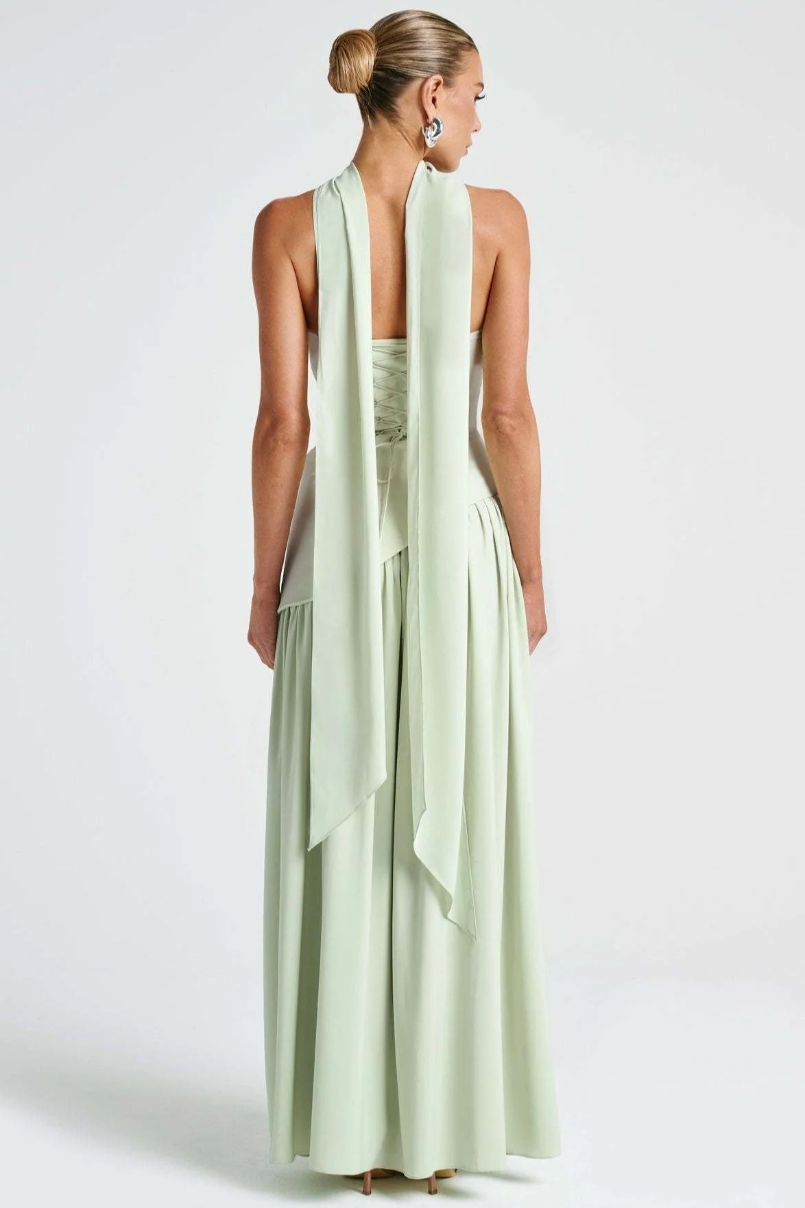 Solid Bustier High Slit Formal Dress - Image 12