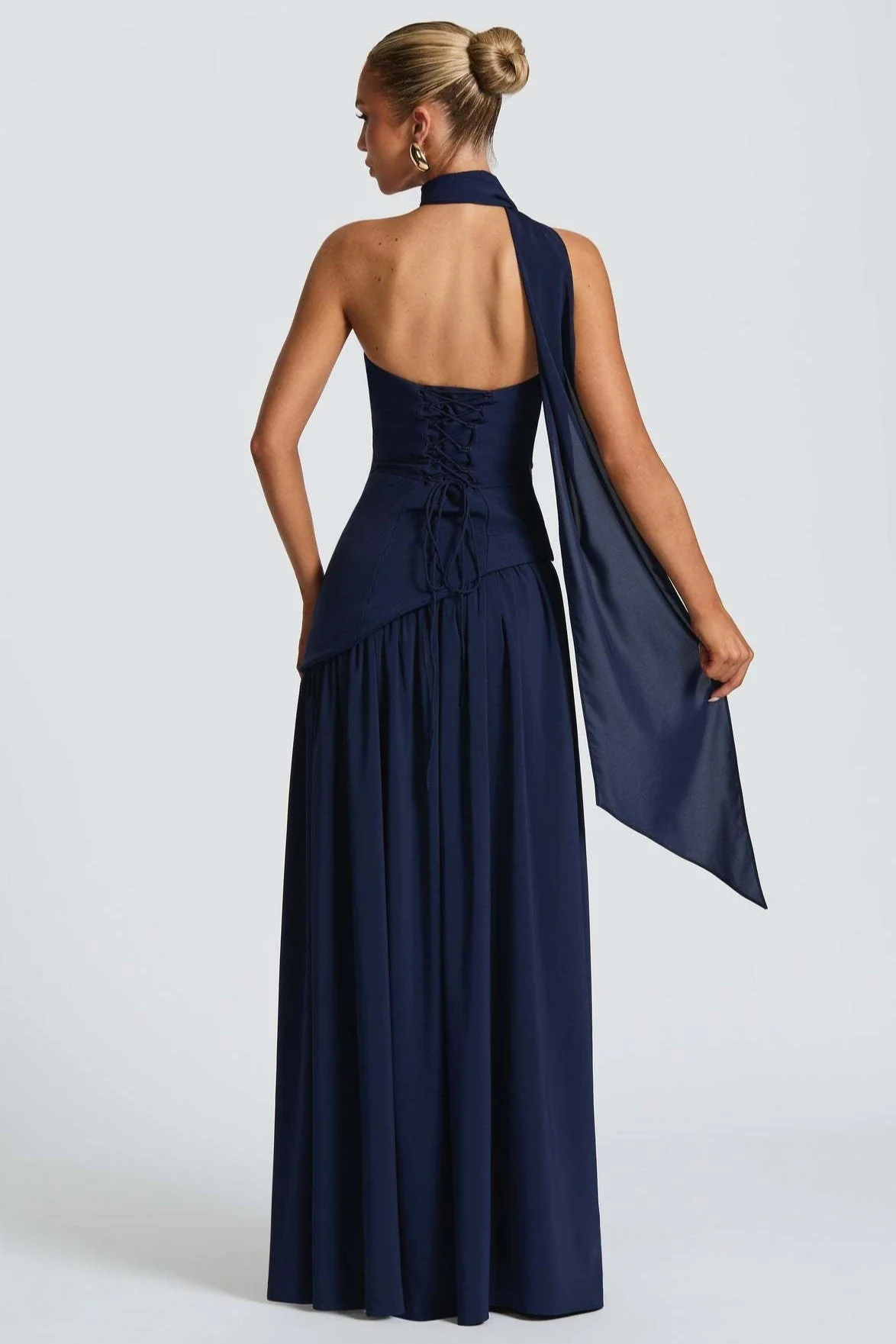 Solid Bustier High Slit Formal Dress - Image 14