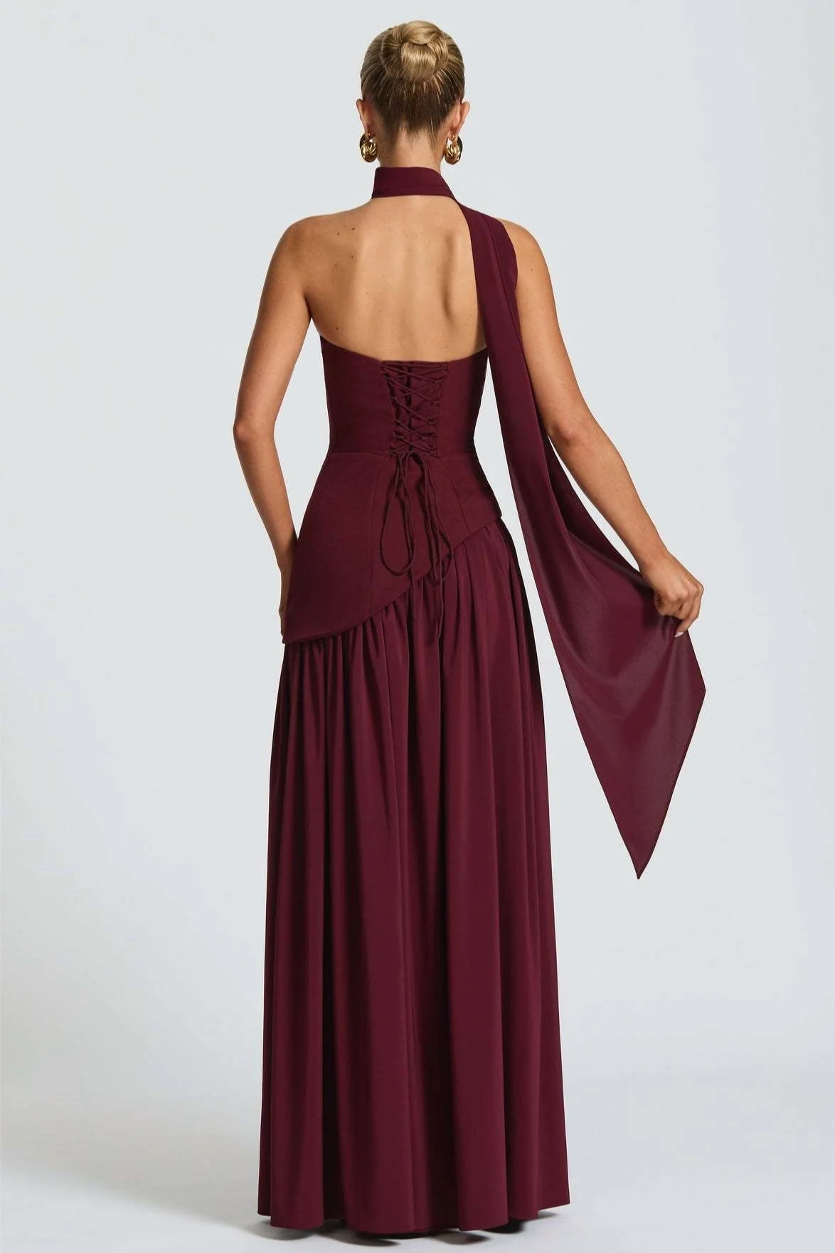 Solid Bustier High Slit Formal Dress - Image 19