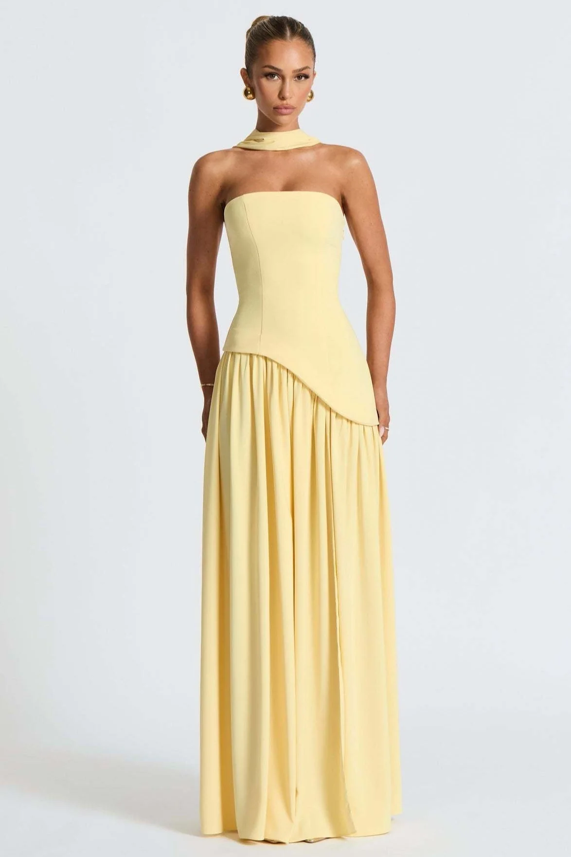 Solid Bustier High Slit Formal Dress - Image 4