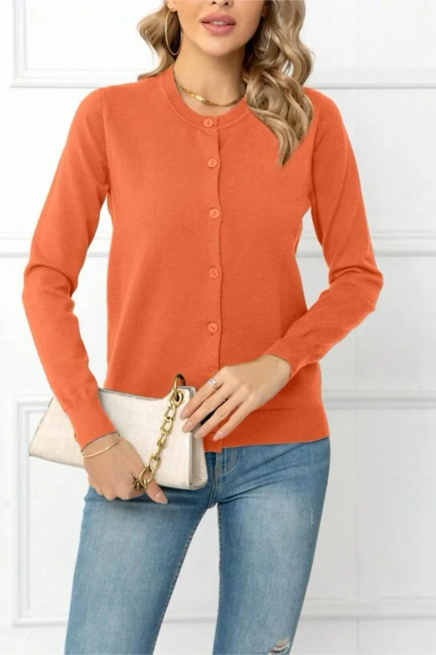 Solid Color Knit Cardigan - Image 5