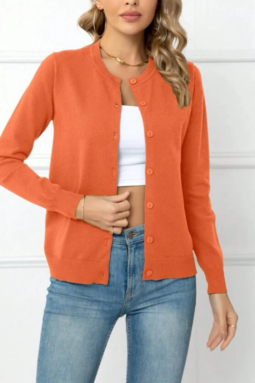 Solid Color Knit Cardigan - Image 6