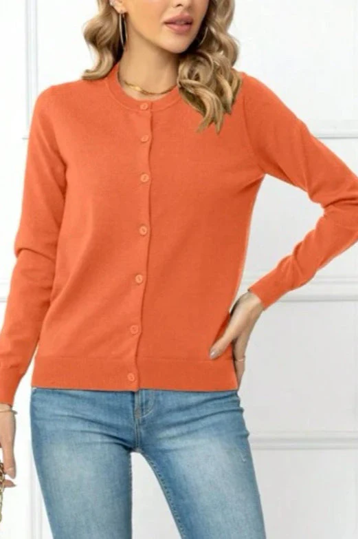 Solid Color Knit Cardigan - Image 7