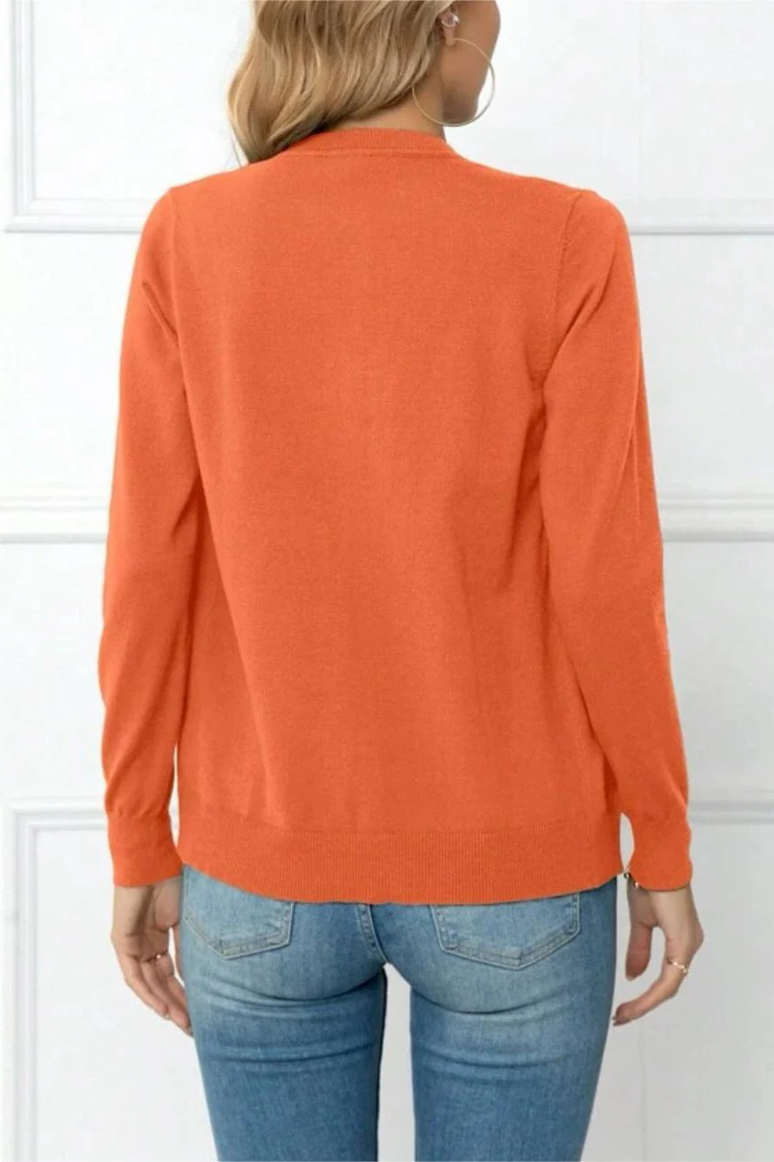 Solid Color Knit Cardigan - Image 8