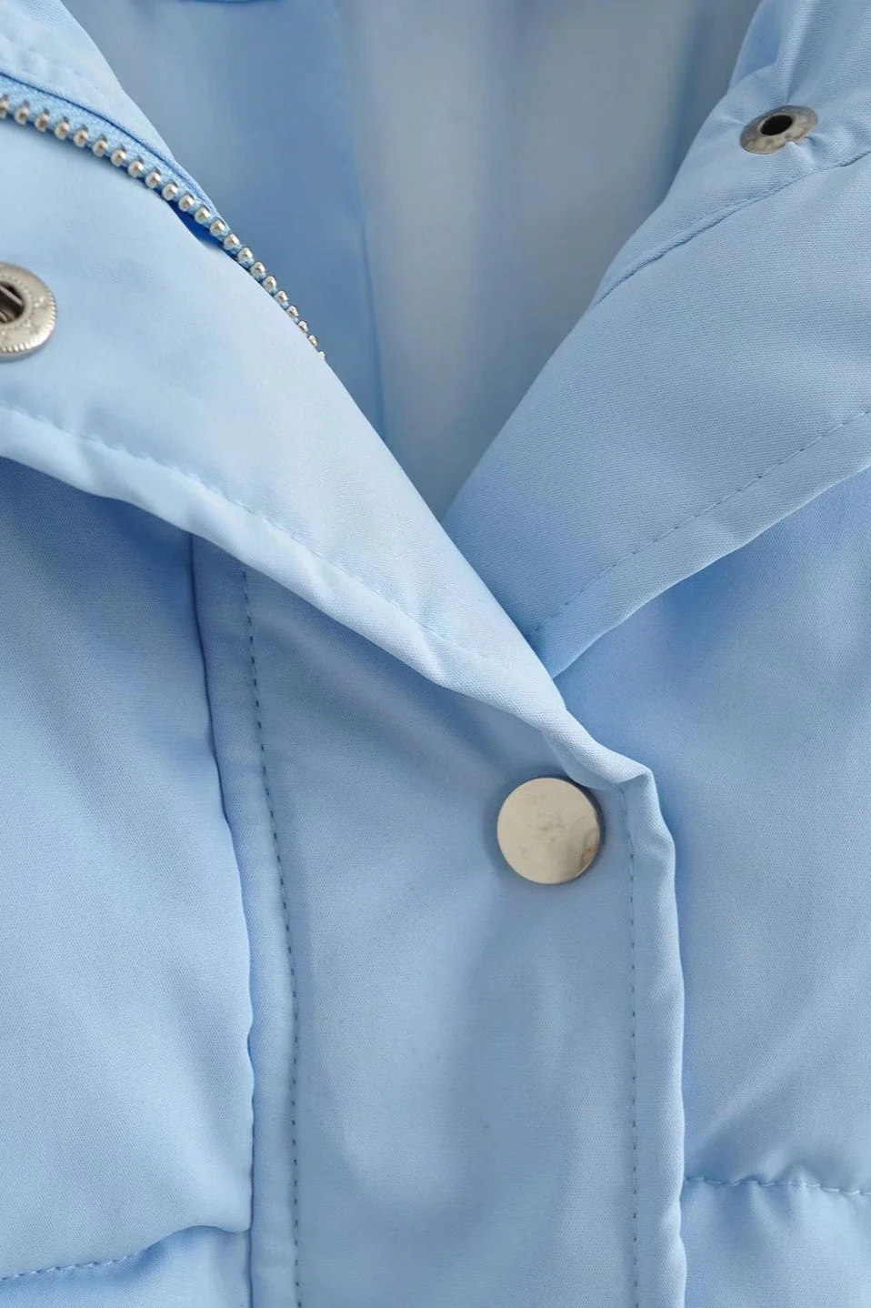 Solid Color Lapel Collar Cropped Puffer Jacket - Image 6