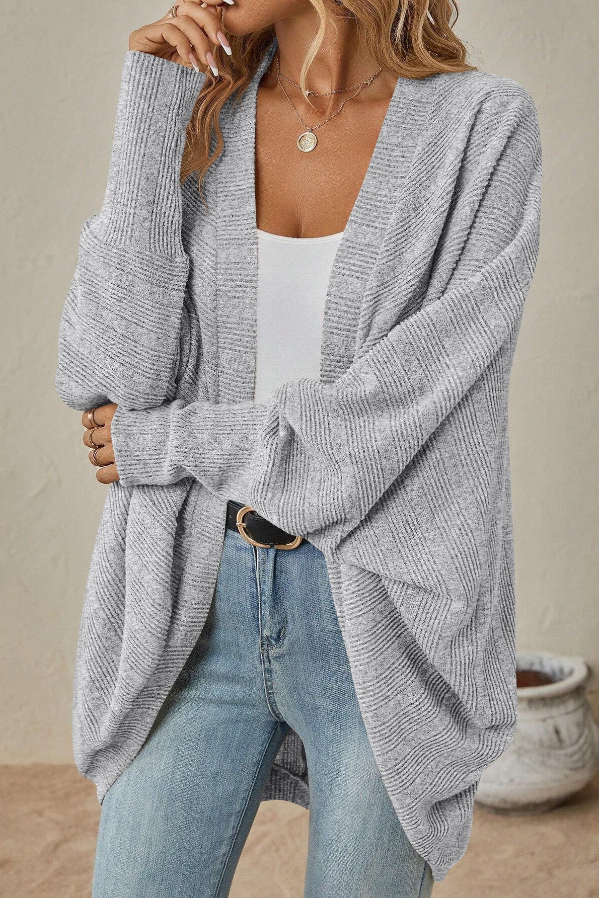 Solid Color Mid Length Cardigan - Image 13