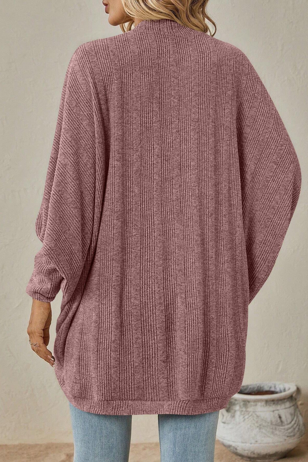 Solid Color Mid Length Cardigan - Image 3