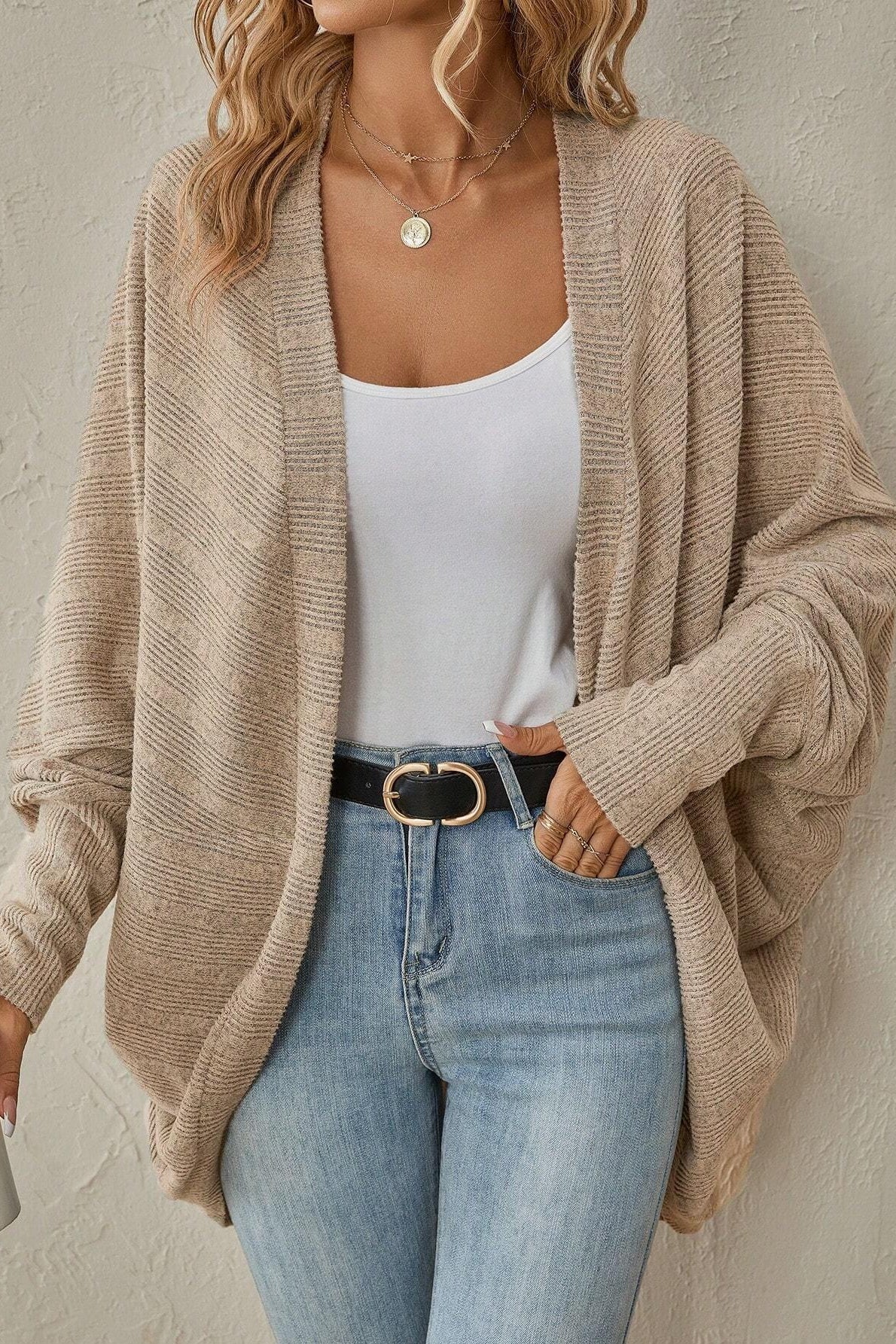 Solid Color Mid Length Cardigan - Image 9