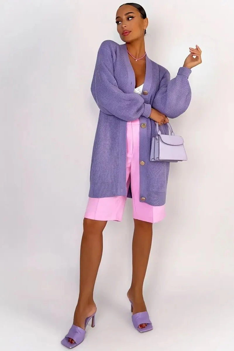 Solid Color Relaxed Knit Cardigan - Image 15