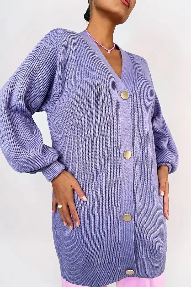 Solid Color Relaxed Knit Cardigan - Image 16